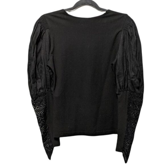 NWT HESS FRACKMANN Linen Crochet Puff Sleeve Top 8 - Picture 6 of 9
